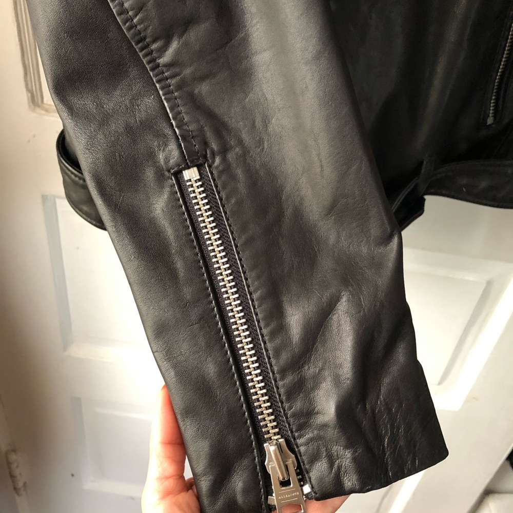 Allsaints mens Rigg leather biker jacket - Picture 4 of 15